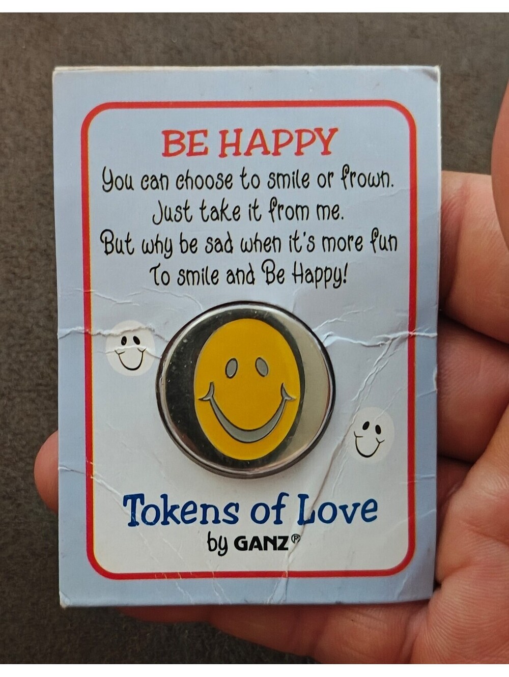 Ganz "Be Happy" Smiley Face Pocket Token From The Tokens Of Love Collection New